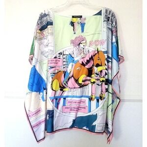 Beulah Style Women Pop Art Comic Book Print Kaftan Poncho Top French Graphic OS